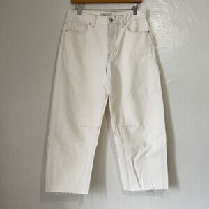 MADEWELL Darted Barrel Leg Raw Hem Jean in White Size 27